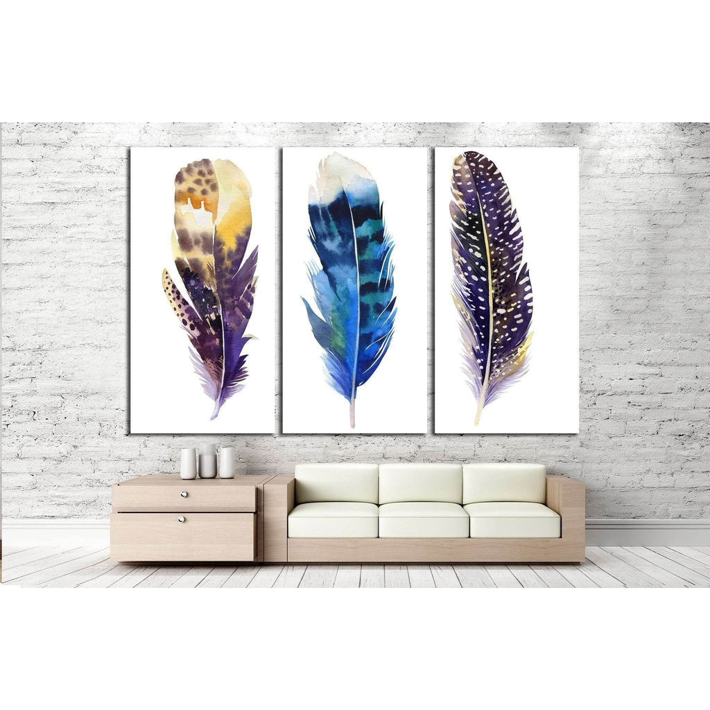 Boho feather set №733 Gallery Wrapped Canvas Art – Zellart Canvas Prints