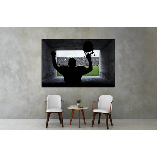 Football Player running out of the Stadium Tunnel №2123 Ready to Hang Canvas Print