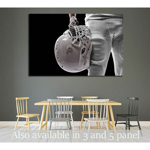 Football Player with a white uniform on a black background №2130 Ready to Hang Canvas Print
