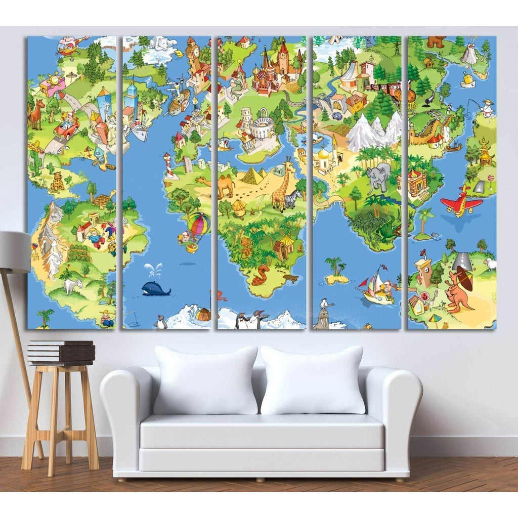 Kids World Map Canvas Artwork – Zellart Canvas Prints