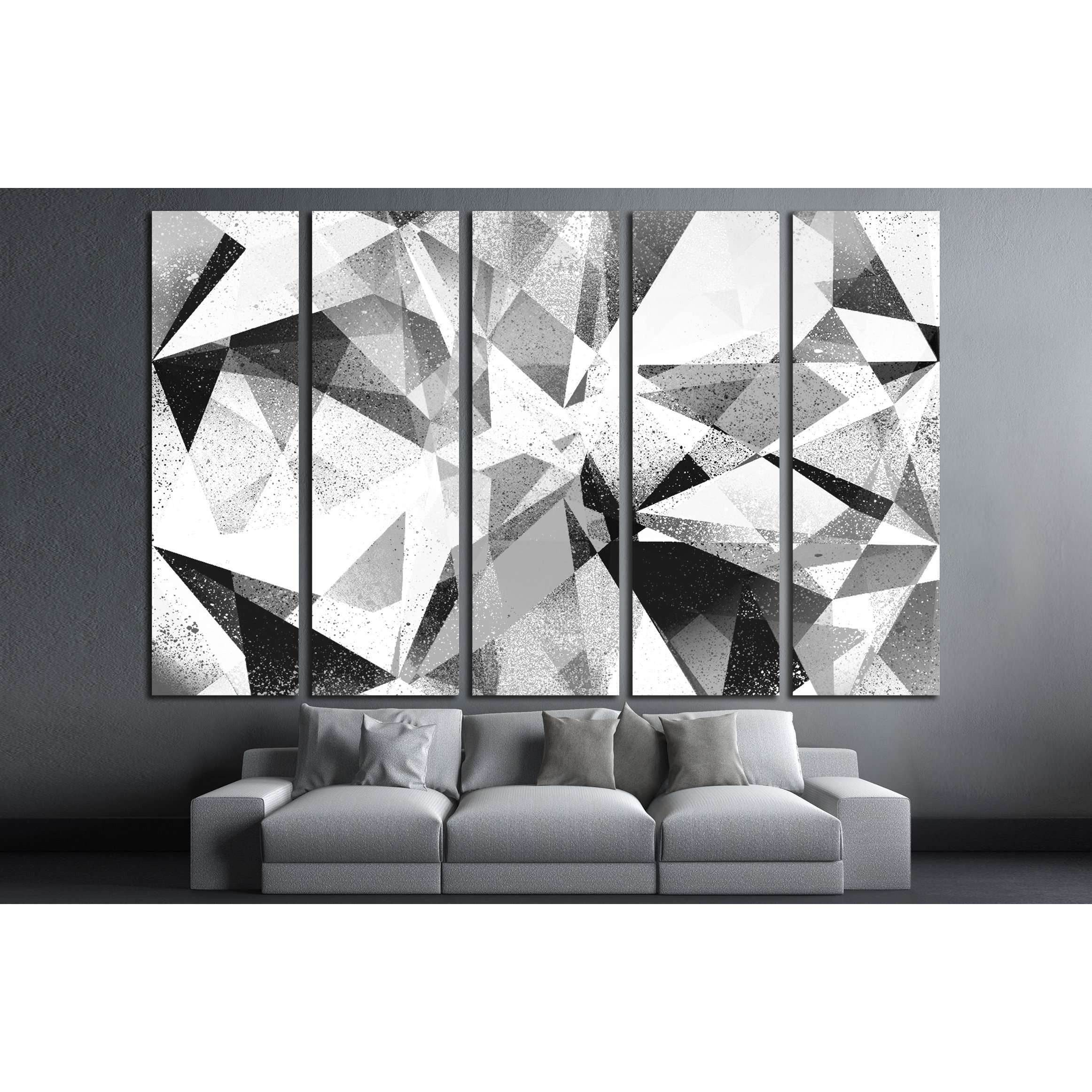 Black and white grunge print triangles geometric Vector Image