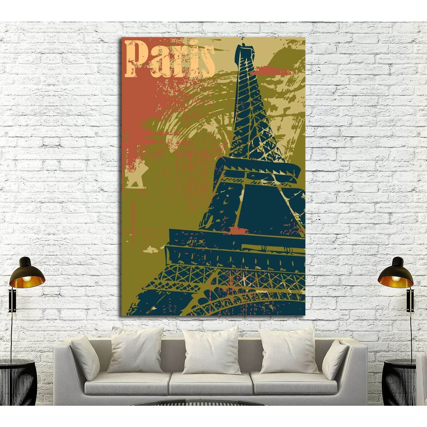 Grunge style Eiffel Tower layout №4524 Ready to Hang Canvas Print ...