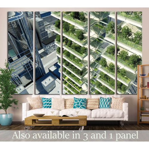 Houses of the future in the city №1439 Ready to Hang Canvas Print