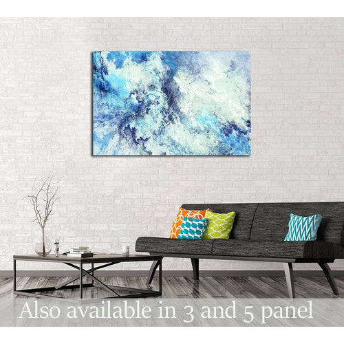 Icy clouds. Blue artistic splashes №3239 Ready to Hang Canvas Print