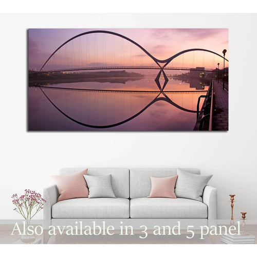 Infinity Bridge in Stockton-on-Tees across the river Tees at sunrise №1665 Ready to Hang Canvas Print