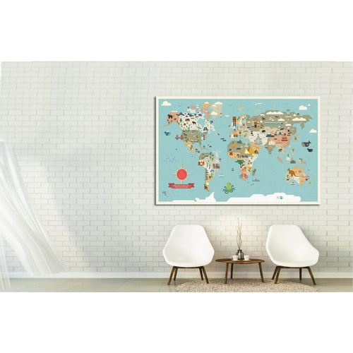 Kids world map №31 Ready to Hang Canvas Print