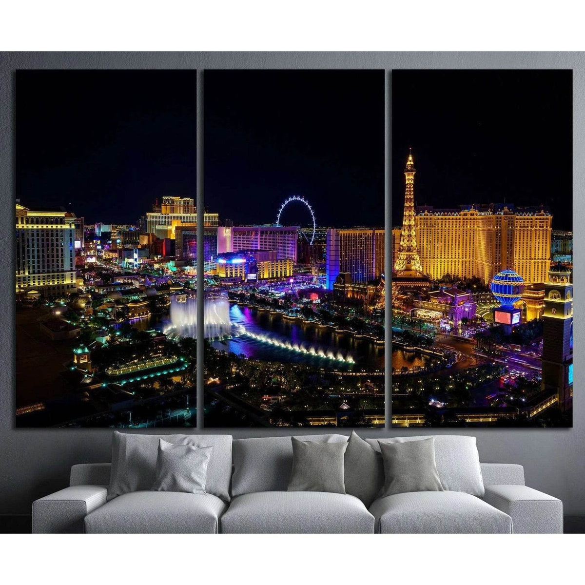 Las Vegas strip in Nevada №1103 Ready to Hang Canvas Print Zellart