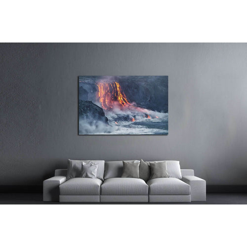 Lava erupting into Pacific Ocean in Hawaii Big Island №2922 Ready to Hang Canvas Print