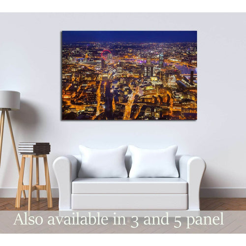 London at sunset, panoramic view at night with city lights №2974 Ready to Hang Canvas Print