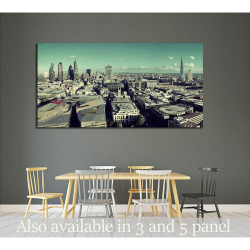 London city rooftop view panorama with urban architectures №2286 Ready to Hang Canvas Print