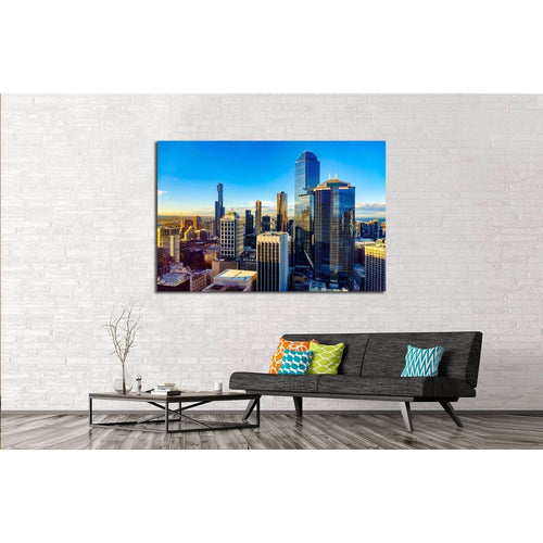 Looking East over Melbourne City,botanical gardens at sunrise №2415 Ready to Hang Canvas Print