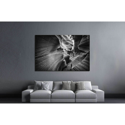 Lower Antelope Canyon in black and white №2861 Ready to Hang Canvas Print