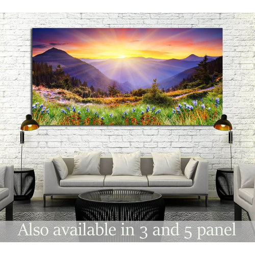 Majestic sunset in the mountains landscape №2669 Ready to Hang Canvas Print