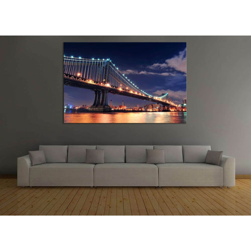 Manhattan Bridge at Night №123 Ready to Hang Canvas Print