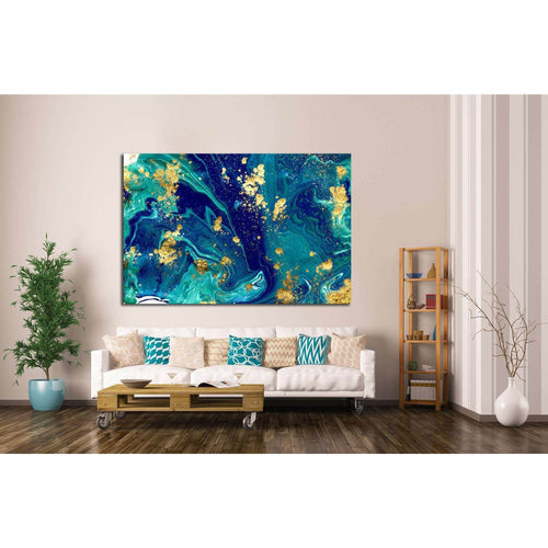 Marbled blue abstract №1060 Ready to Hang Canvas Print