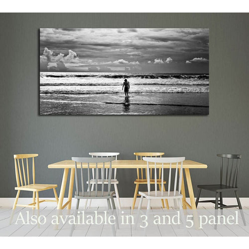 Men surfer and ocean. Black-white fine art photo №3250 Ready to Hang Canvas Print