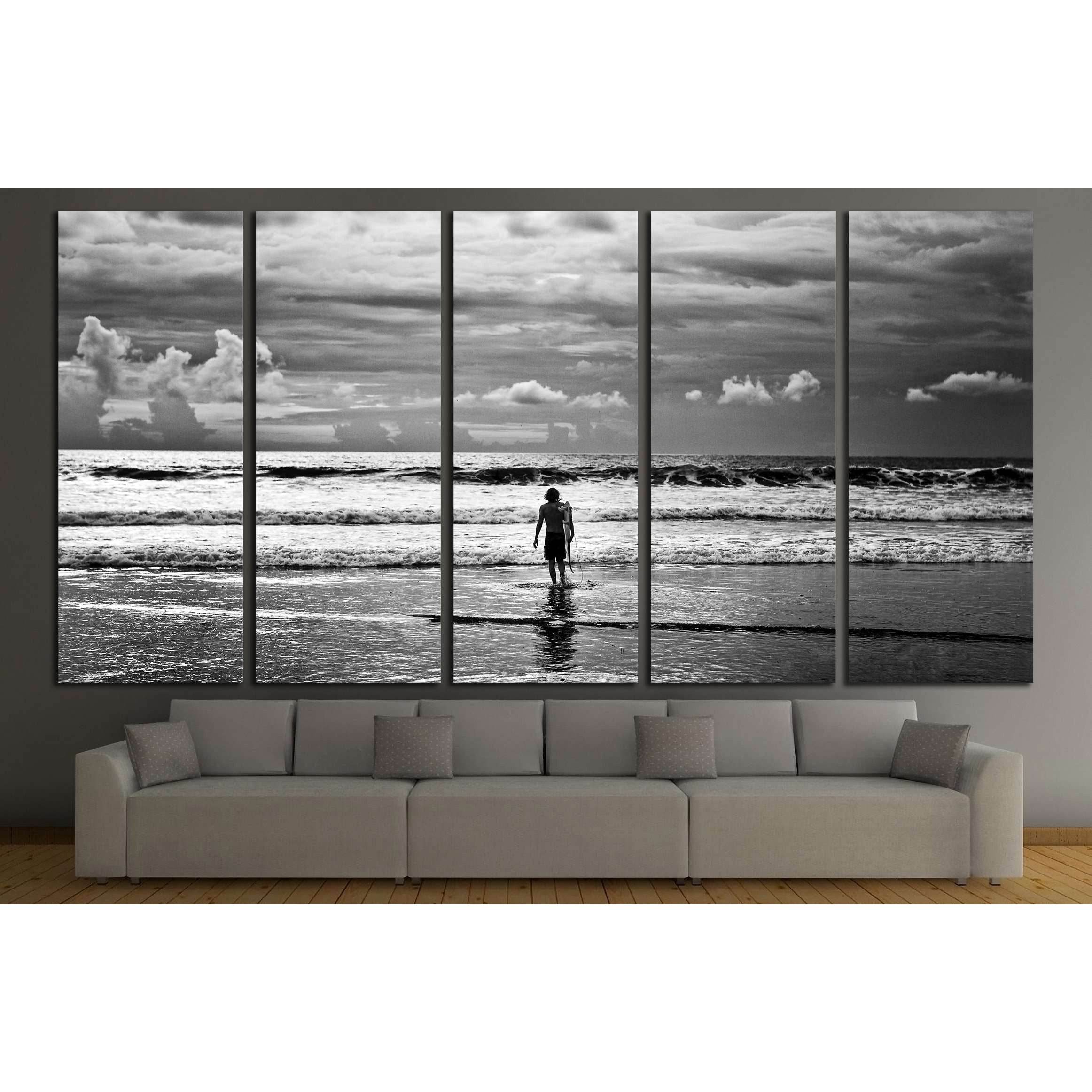 Men Surfer And Ocean Black White Fine Art Photo 3250 Ready To