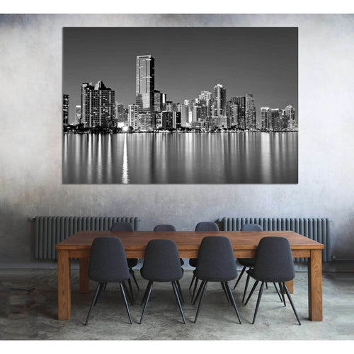 Miami Skyline №1099 Ready to Hang Canvas Print