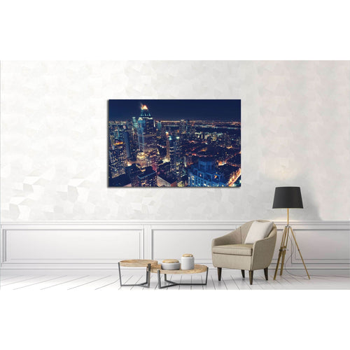 Midtown Manhattan New York skyline at night №3005 Ready to Hang Canvas Print