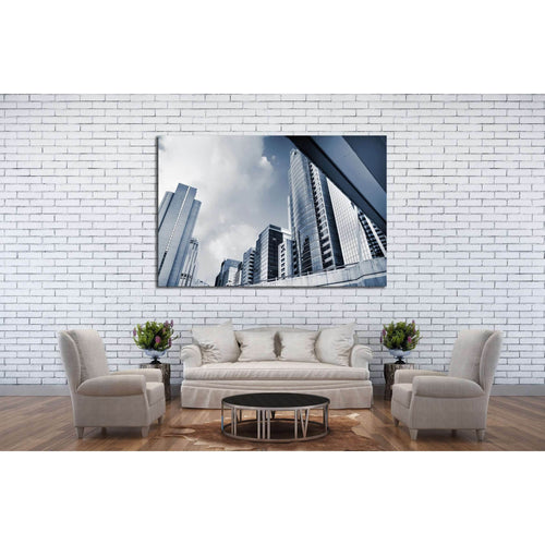 Modern city skyline with skyscrapers and office buildings №2234 Ready to Hang Canvas Print