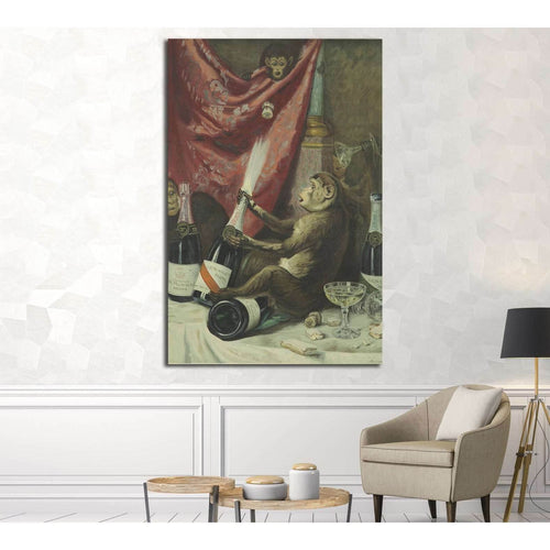 Monkey and Wine №3443 Ready to Hang Canvas Print
