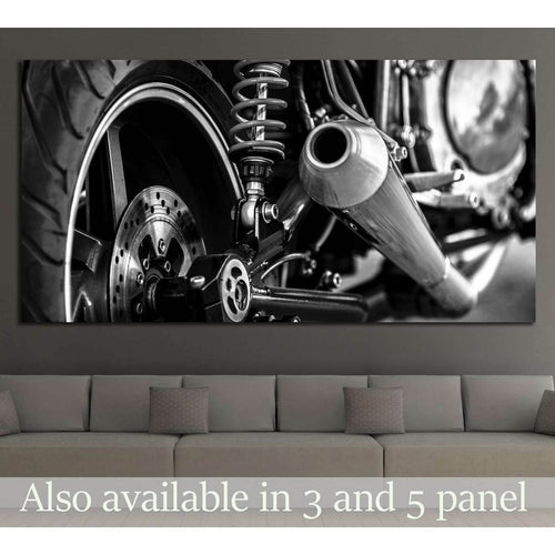 Motorbike rear in black and white №3279 Ready to Hang Canvas Print