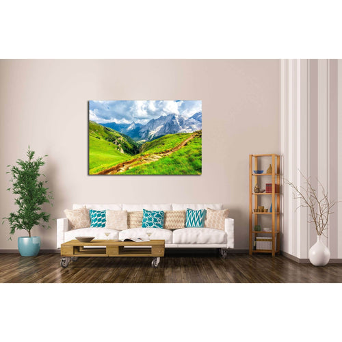 Mountain summit trail landscape №2908 Ready to Hang Canvas Print