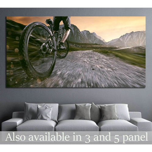 Mountainbiker goes uphill №3254 Ready to Hang Canvas Print