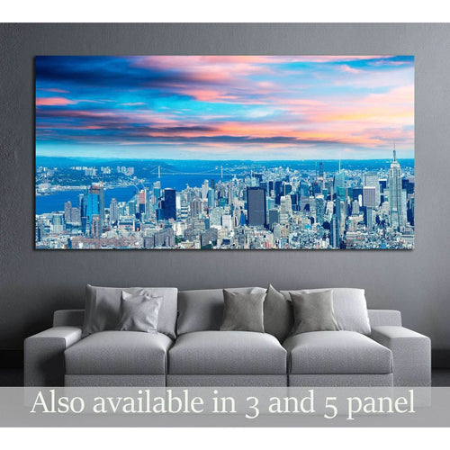 New York City - Aerial view of Manhattan skyline №2718 Ready to Hang Canvas Print