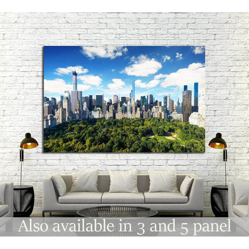 New York City, central park view to manhattan with park at sunny day №2273 Ready to Hang Canvas Print