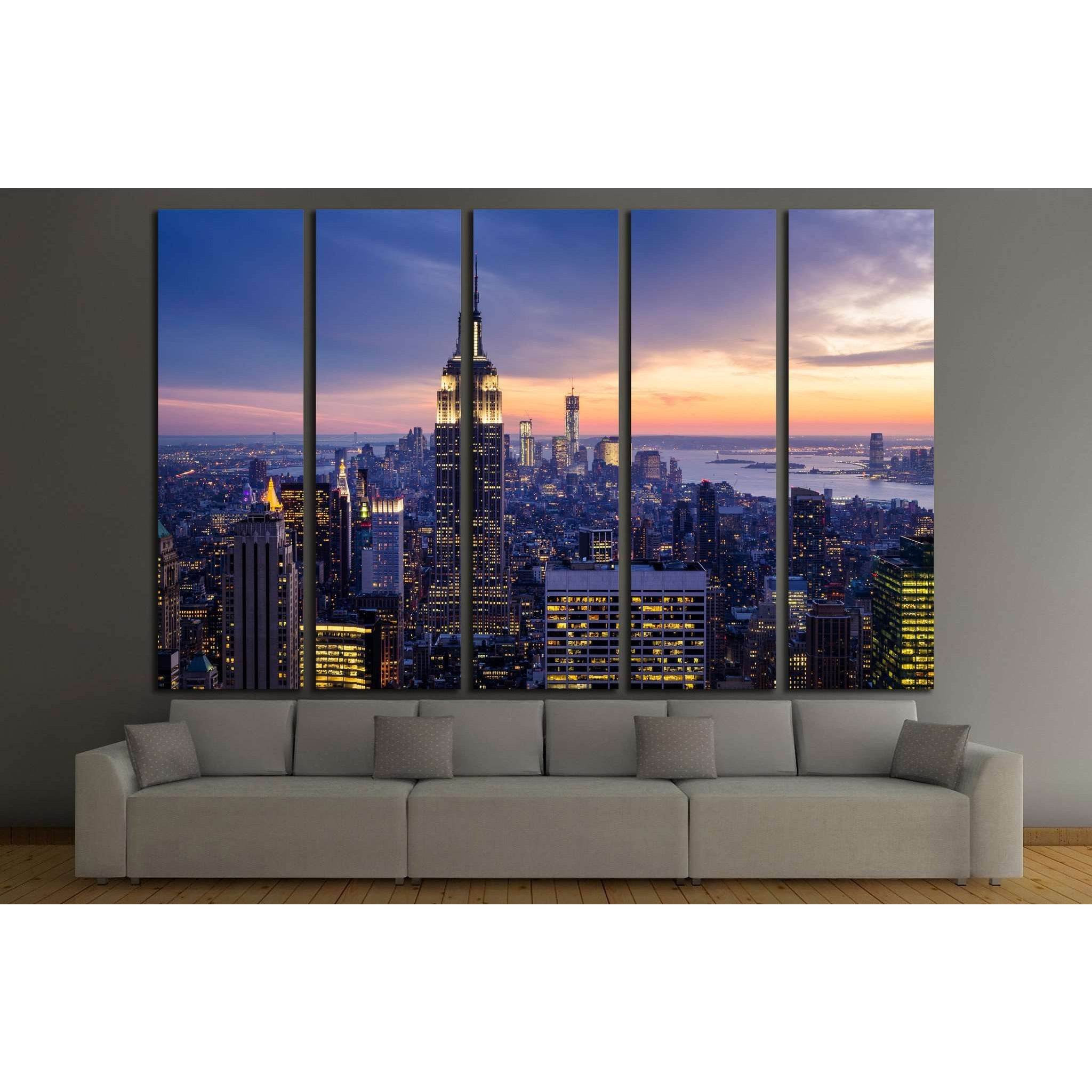 New York City with skyscrapers at sunset №2037 Ready to Hang Canvas Pr ...