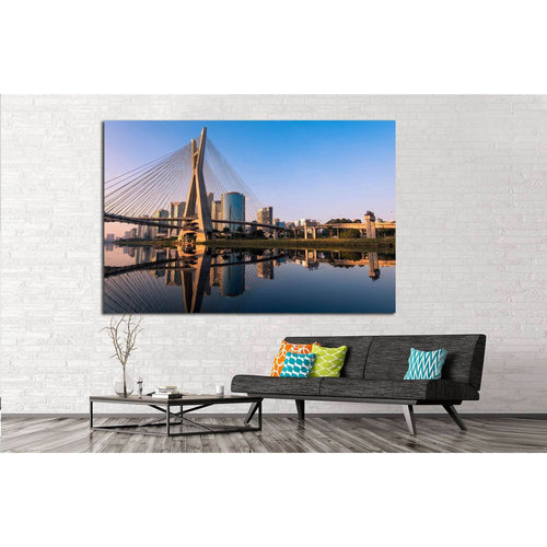 Octavio Frias de Oliveira Bridge in Sao Paulo №1241 Ready to Hang Canvas Print