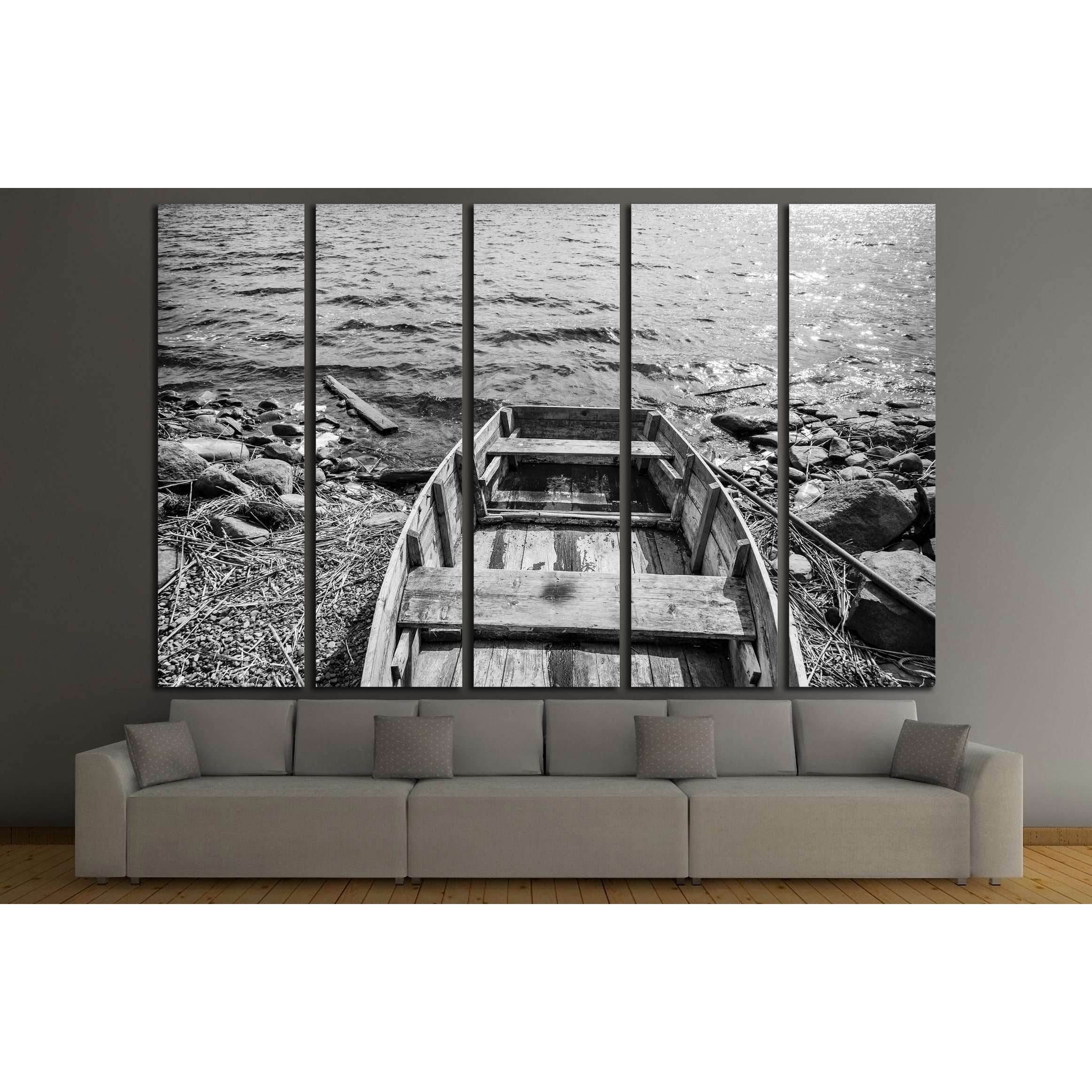 Old fishing boat in Karelia №3128 Ready to Hang Canvas Print