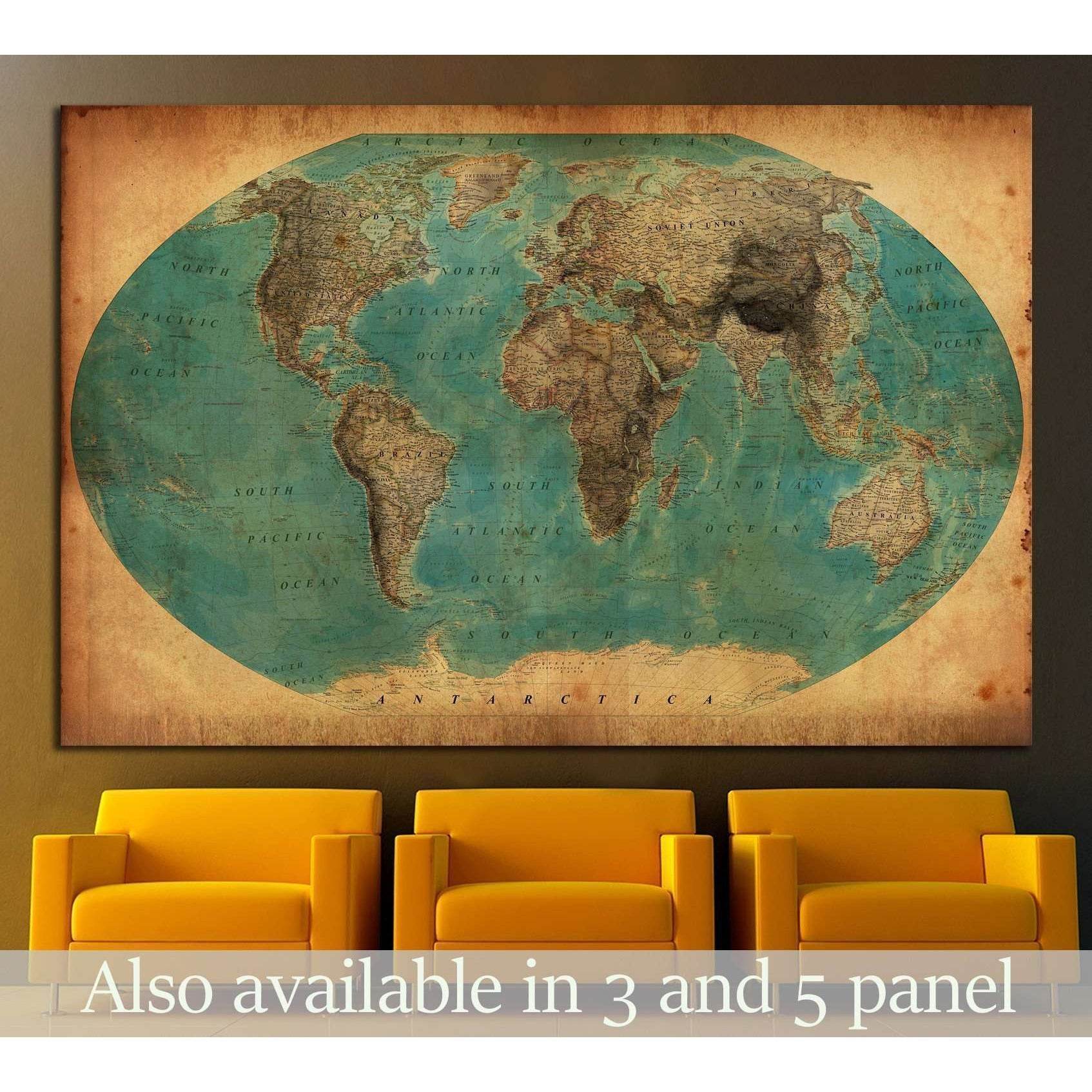 Old Vintage World Map Canvas Print – Zellart