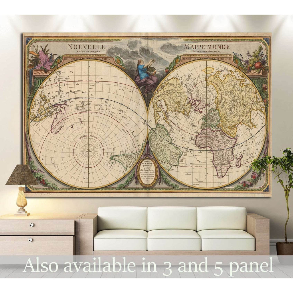 Old World Map №1474 Ready To Hang Canvas Print Zellart Canvas Prints