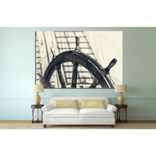 Old Yacht Wheel №215 Ready to Hang Canvas Print