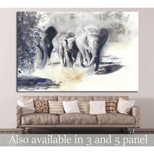 Painted Elephants №195 Ready to Hang Canvas Print