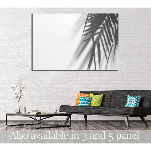 palm leaf shadow on white canvas №2826 Ready to Hang Canvas Print