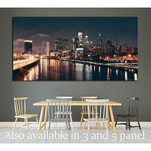 Philadelphia skyline at night with urban architecture №2030 Ready to Hang Canvas Print