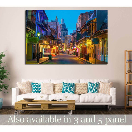 Pubs and bars with neon lights in the French Quarter, New Orleans USA №2098 Ready to Hang Canvas Print