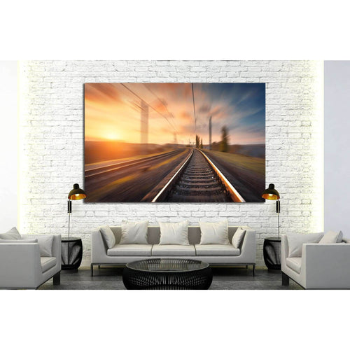 Railroad travel, railway tourism, Transportation №1304 Ready to Hang Canvas Print