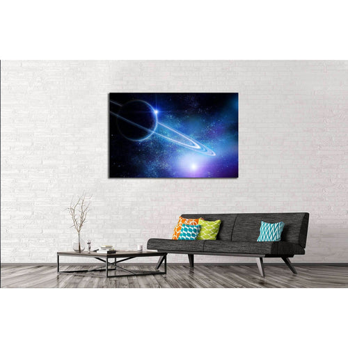 realistic saturn in open space №2460 Ready to Hang Canvas Print