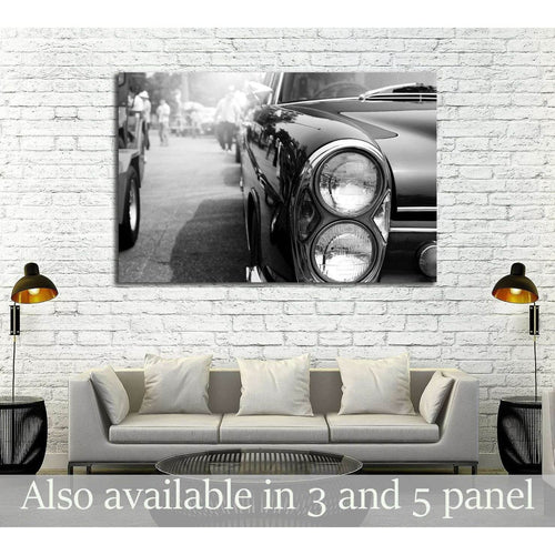 Retro of classic car ,vintage black and white style №3281 Ready to Hang Canvas Print