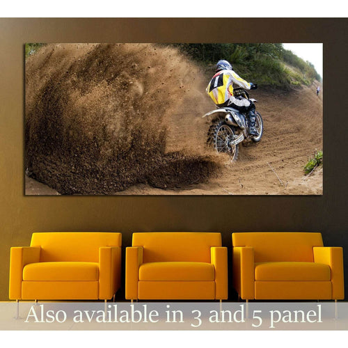 Rider driving in the motocross race №2482 Ready to Hang Canvas Print