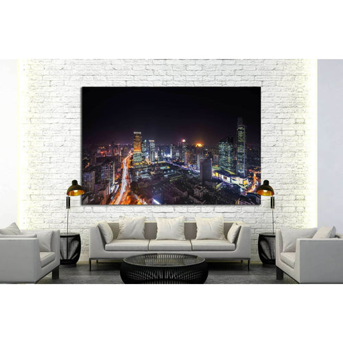 Shanghai skyline and cityscape at night №1278 Ready to Hang Canvas Print