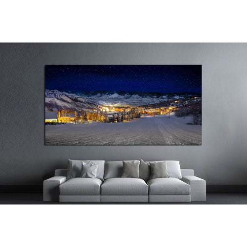 Snow covered mountains in winter №1655 Ready to Hang Canvas Print