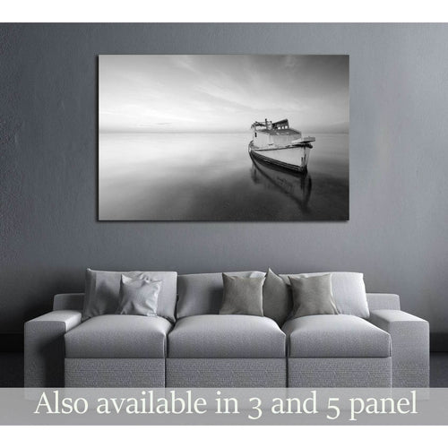 sunrise with a little old boat abandoned in the Mar Menor, Spain №3124 Ready to Hang Canvas Print