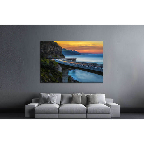 Sunset over the Sea cliff bridge along Australian №2940 Ready to Hang Canvas Print