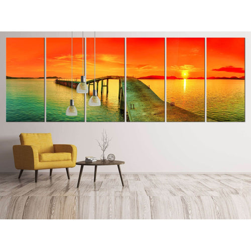 Sunset over the sea, Extra Large Panorama №42 Ready to Hang Canvas Print