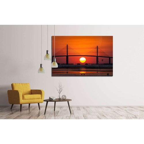 Sunshine Skyway Bridge with sunrise, Tampa Bay №1780 Ready to Hang Canvas Print